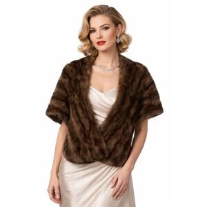 1950s D’Jimas Mink Fur Stole Muff Brown Real Fur Art Deco Evening Wrap